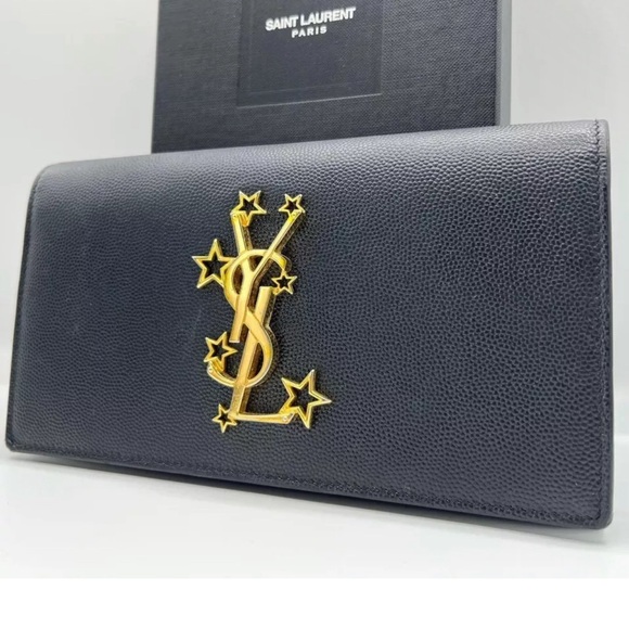 YSL Wallet YVES SAINT LAURENT Wallet Logo Christmas Star Long Wallet 💝 - Picture 4 of 12